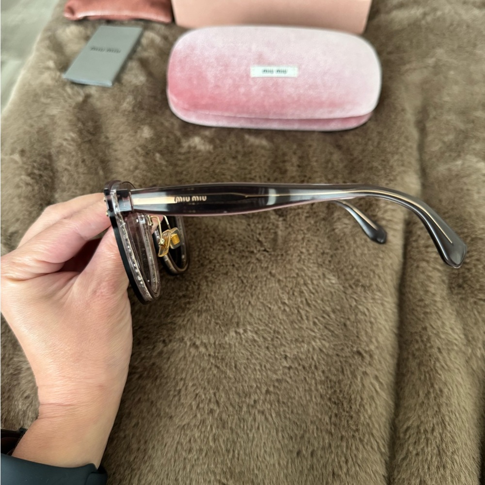 Miu Miu MU03TS Pink Purple Glitter Sunglasses - Picture 3 of 11